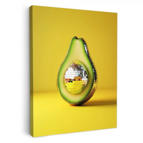Tableau sur toile - Avocado - Discoball - Jaune - Paillettes