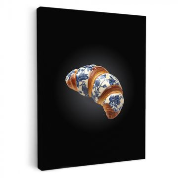 Tableau sur toile - Croissant - Motif floral - Bleu de Delft