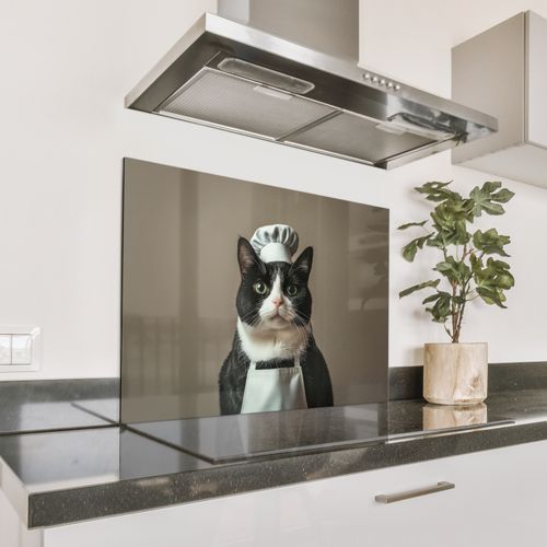 Fond de hotte - Chat - Vêtements de chef - Noir - Blanc