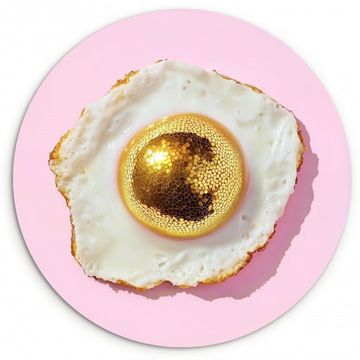 Tableau rond - Œuf - Disco - Petit déjeuner - Paillettes