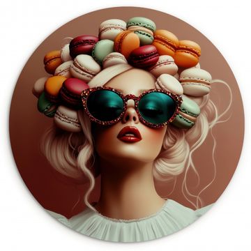 Tableau rond - Femme - Macarons - Lunettes