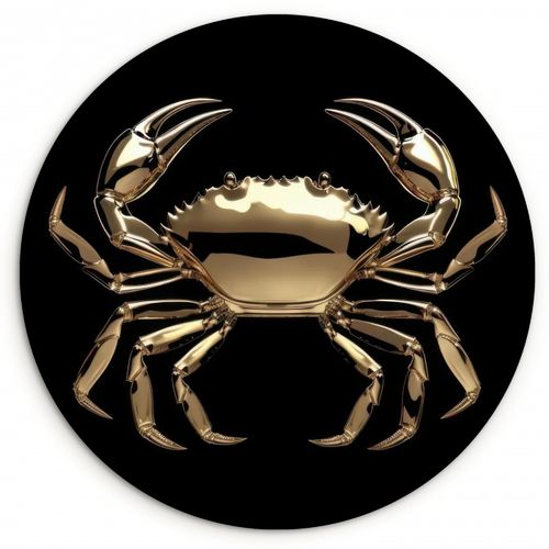 Tableau rond - Or - Crabe - Animaux - Noir