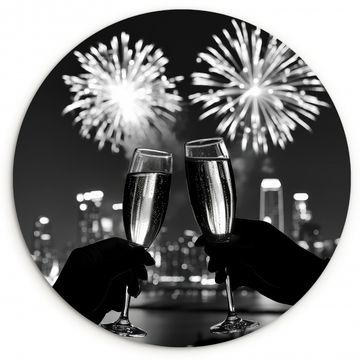 Tableau rond - Feux d'artifice - Cheers - Skyline - Champagne