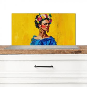 Fond de hotte - Frida Kahlo - Femme - Jaune - Bleu - Fleurs