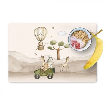 Sets de table - Animaux sauvages - Safari - Aquarelle - Montgolfière