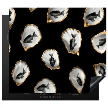 Protection plaque induction - Huîtres - Noir - Poisson - Or