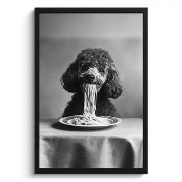 Cadre Photo - Caniche - Chien - Noir - Blanc - Mignon - Pâtes