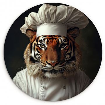 Tableau rond - Tiger - Vêtements de chef - Marron