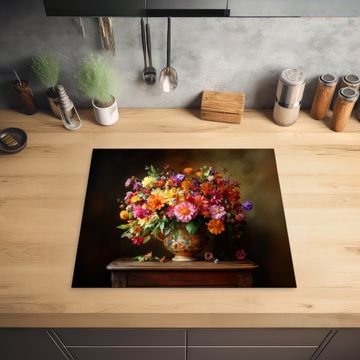 Protection plaque induction - Couleurs - Bouquet - Vase - Bois