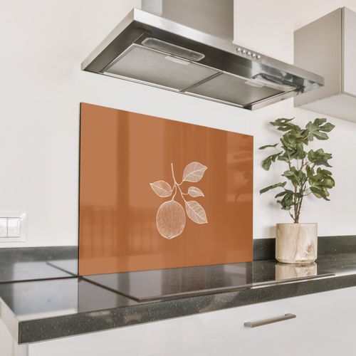 Fond de hotte - Orange - Dessiné - Feuilles - Marron