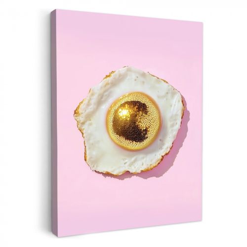 Tableau sur toile - Œuf - Disco - Petit déjeuner - Paillettes