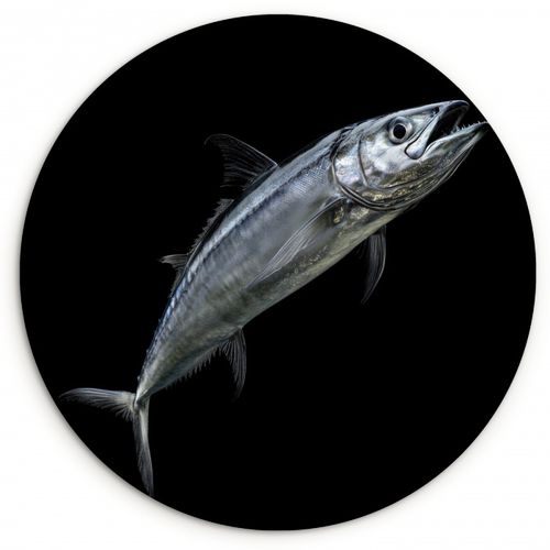 Tableau rond - Maquereau - Poisson - Noir
