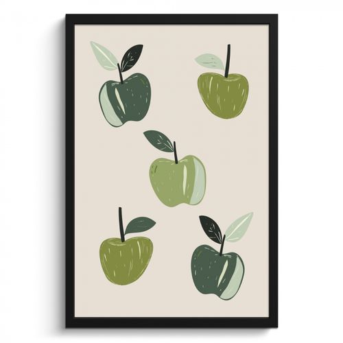 Cadre Photo - Pommes - Vertes - Illustration - Feuilles