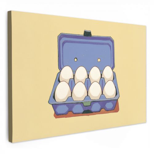 Tableau sur toile - Oeufs - Boîte - Minimaliste - Bleu