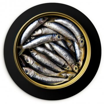 Tableau rond - Sardines - Poisson - Rond - Noir