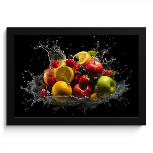 Cadre Photo - Fruits - Pomme - Orange - Fruits rouges - Eau
