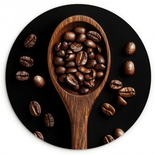 Tableau rond - Bois - Noir - Grains de café