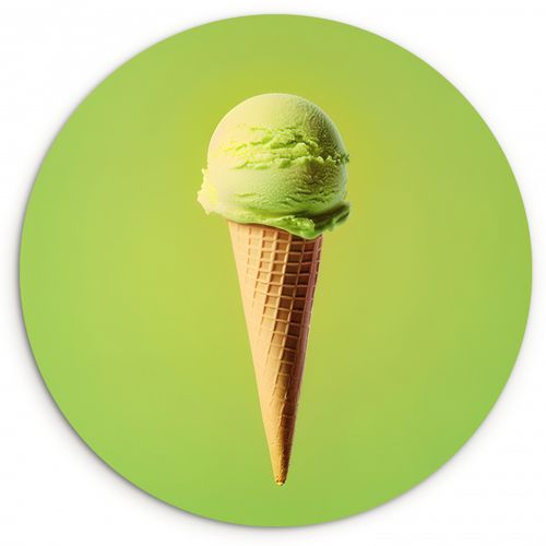 Tableau rond - Corne - Cuillère à glace - Verte