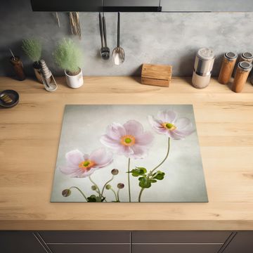 Protection plaque induction - Peinture ancienne d'anémone rose