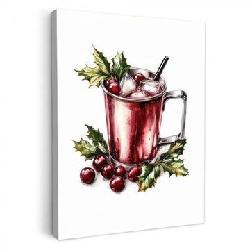 Tableau sur toile - Boisson - Hiver - Cocktail - Rouge