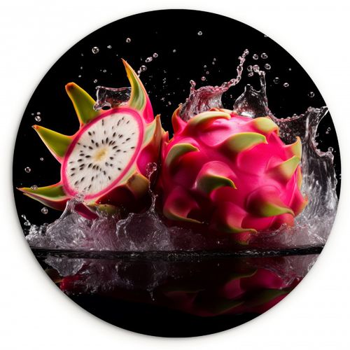 Tableau rond - Fruit du dragon - Noir - Eau - Fruit - Fruit