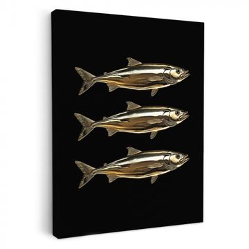 Tableau sur toile - Poissons - Or - Noir