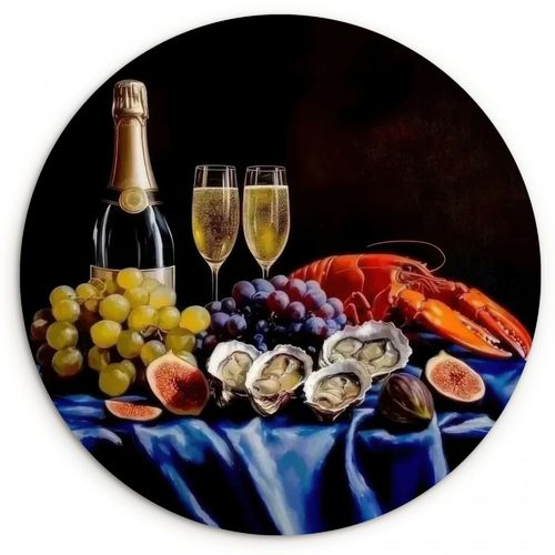 Tableau rond - Champagne - Luxe - Huîtres