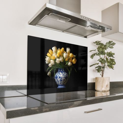 Fond de hotte - Jaune - Tulipes - Vase - Fleurs