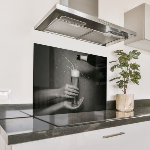 Fond de hotte - Bouteille de champagne - Verre - Minimaliste - Splashes
