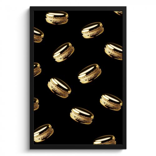 Cadre Photo - Macarons - Motif - Or - Noir