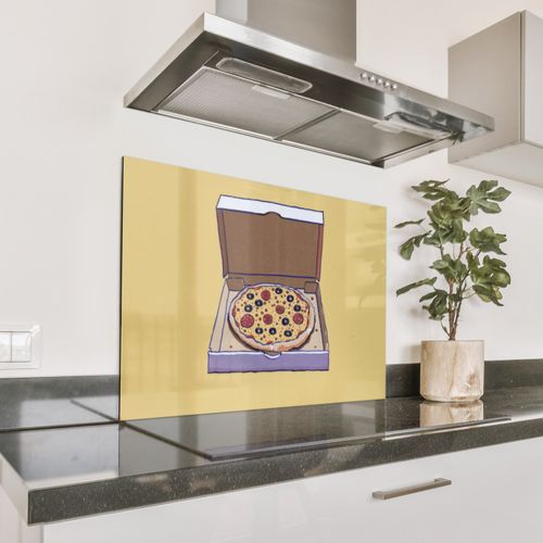 Fond de hotte - Pizza - Boîte - Salami - Illustration