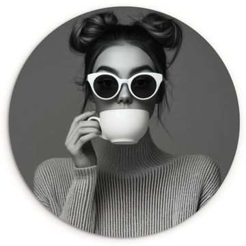 Tableau rond - Femme - Café - Noir - Blanc