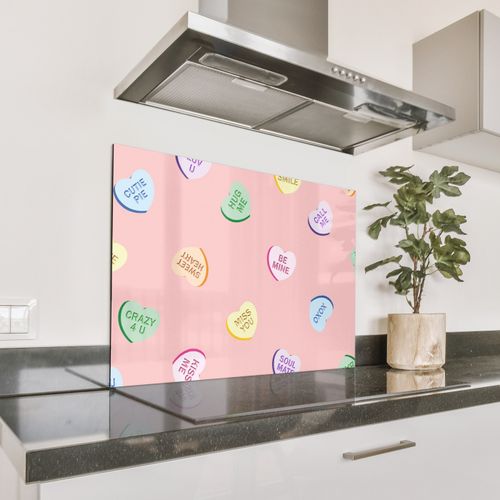 Fond de hotte - Coeur - Bonbons - Pastel - Texte