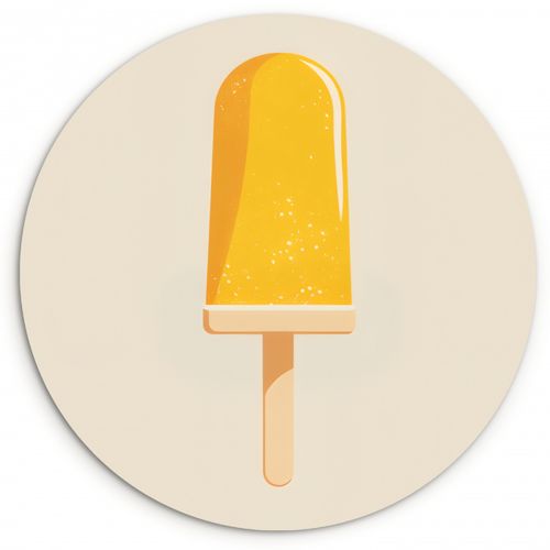 Tableau rond - Orange - Bâton - Glace à l'eau