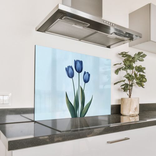 Fond de hotte - Tulipes - Bleu - Feuilles