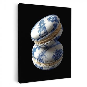 Tableau sur toile - Alimentation - Macarons - Bleu de Delft - Biscuits