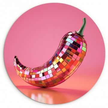 Tableau rond - Poivre - Disco - Rouge - Paillettes