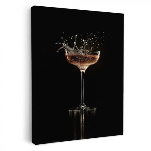 Tableau sur toile - Cocktail - Noir - Splashes - Verre