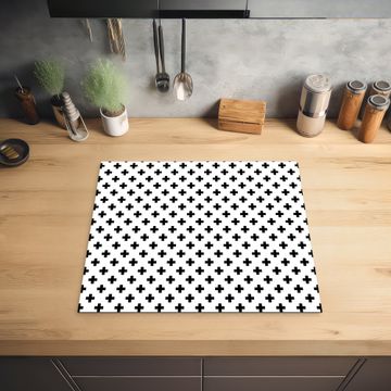 Protection plaque induction - Motif de croix noir et blanc