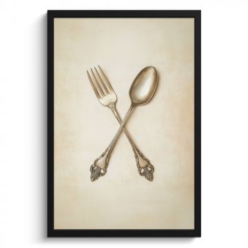 Cadre Photo - Beige - Vintage - Couverts