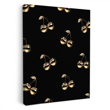 Tableau sur toile - Motif - Cerise - Or - Chrome