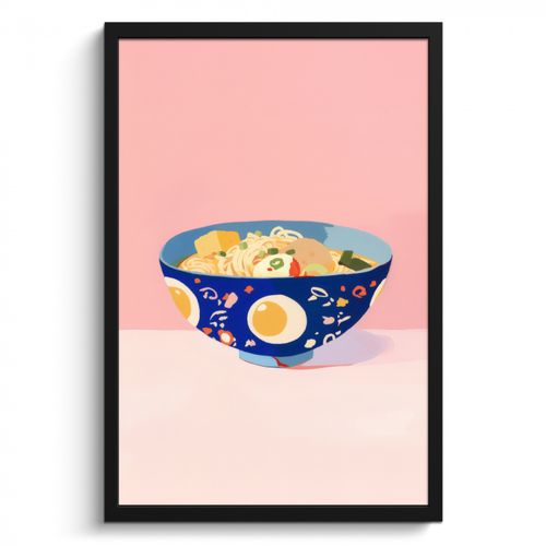 Cadre Photo - Nouilles - Bol - Bleu - Illustration