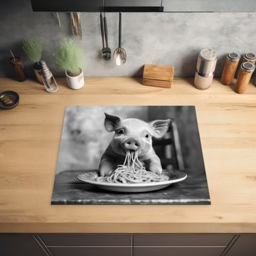 Protection plaque induction - Cochon - Mignon - Spaghetti - Noir et blanc - Animal