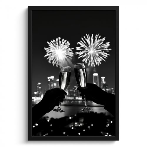 Cadre Photo - Feux d'artifice - Cheers - Skyline - Champagne