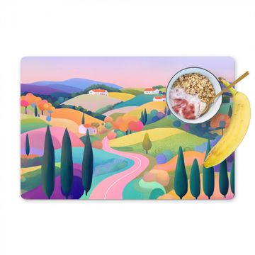 Sets de table - Paysage - Violet - Pastel - Maisons