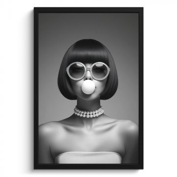 Cadre Photo - Femme - Noir et blanc - Collier - Lunettes de soleil