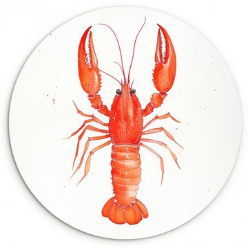 Tableau rond - Homard - Aquarelle - Orange