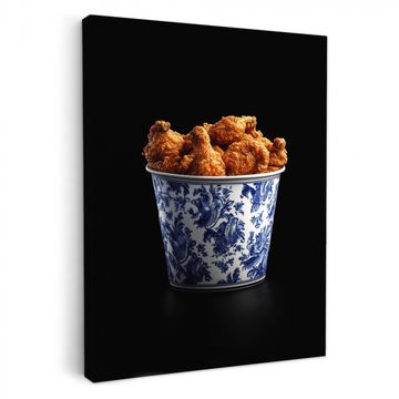 Tableau sur toile - Poulet - Seau - Bleu de Delft - Tasty