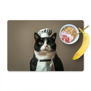 Chat - Vêtements de chef - Noir - Blanc