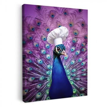 Tableau sur toile - Paon - Toque - Cool - Violet